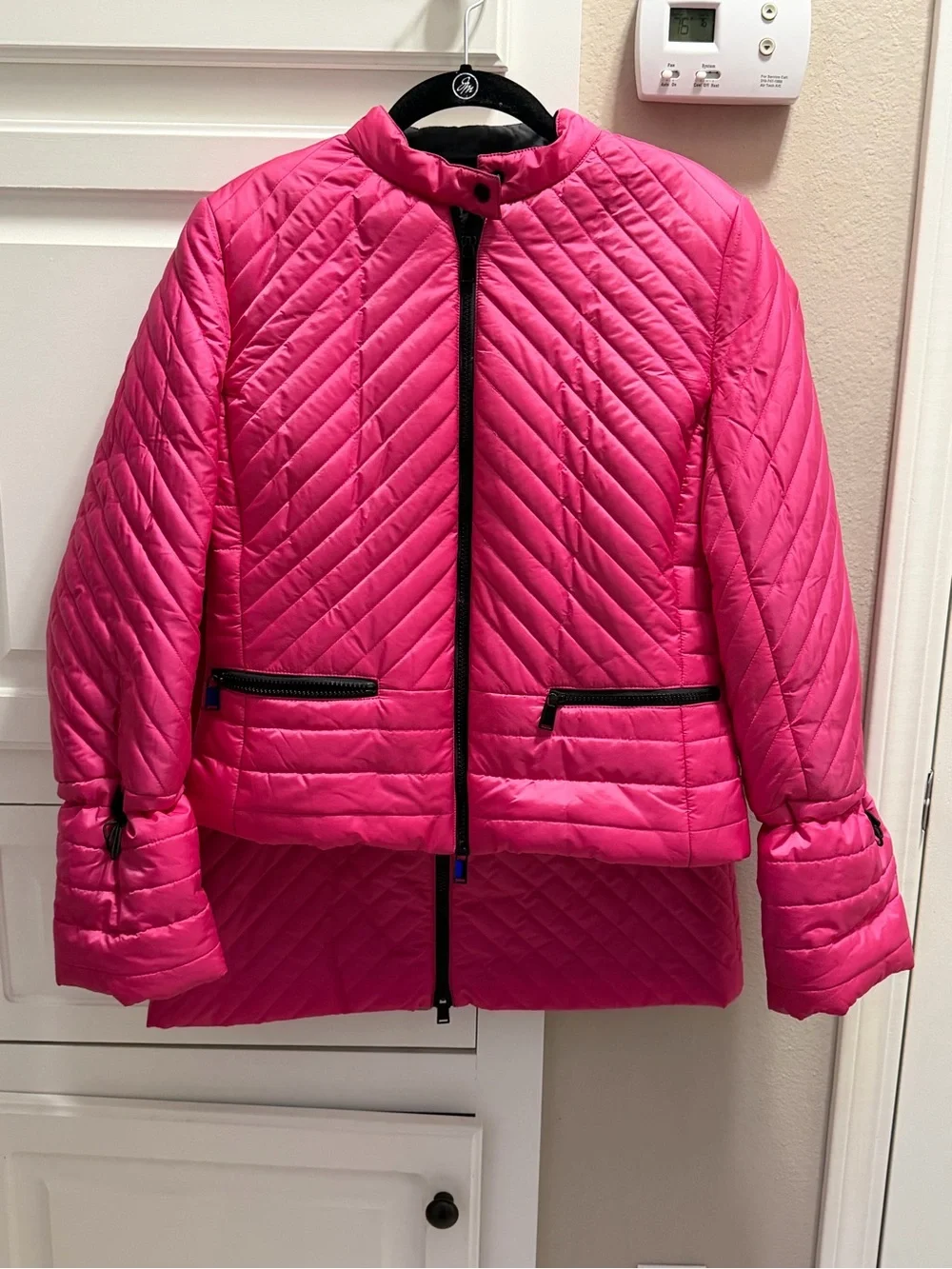 Worth New York Hot Pink Quilted Jacket & Skirt Set S/8 Statement Outfit